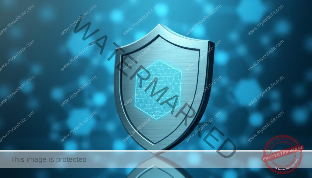 A detailed 3D illustration of a data privacy shield icon. In the foreground, a sleek, minimalist shield shape made of brushed metal or glass, with a subtle gradient or shimmering effect. The shield's surface reflects a faint grid pattern, symbolizing digital data and privacy protection. In the middle ground, a series of interconnected hexagonal shapes in varying shades of blue, representing a secure network or data ecosystem. The background features a blurred, ethereal backdrop with soft, ambient lighting, conveying a sense of digital security and privacy. The overall composition should have a clean, modern, and high-tech aesthetic that clearly communicates the concept of data privacy and protection.