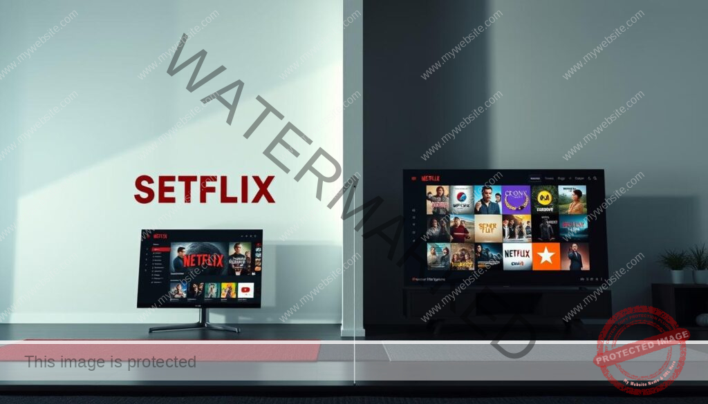 A detailed side-by-side comparison of two prominent streaming service platforms, featuring their respective logos, user interfaces, and content catalogs. The scene is set against a sleek, minimalist background with soft lighting and a subtle color palette, creating a professional and informative visual aid. The composition emphasizes the contrasts and distinctions between the two services, allowing the viewer to easily assess their relative strengths and features. The image is rendered with a high level of photorealism and attention to detail, conveying a sense of authority and credibility.