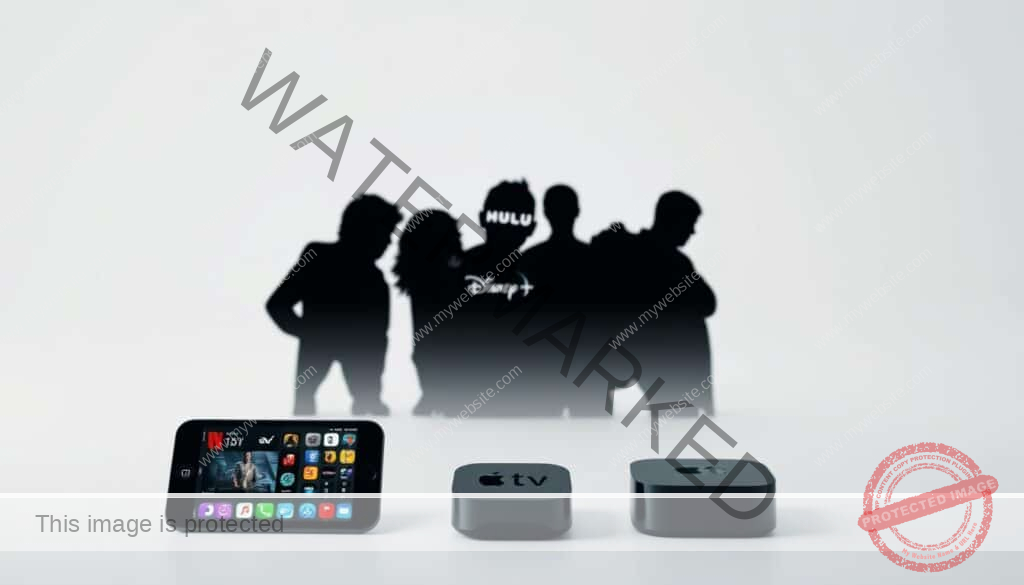 A high-quality comparison of the top streaming players used on iOS devices, depicted in a sleek, minimalist style. The foreground showcases three prominent devices - an iPhone, iPad, and Apple TV - each prominently displaying their respective streaming service interfaces. The middle ground features silhouettes of the most popular streaming apps, including Netflix, Hulu, Disney+, and Trex IPTV. The background is a clean, neutral backdrop, allowing the devices and apps to take center stage. The lighting is soft and even, creating a professional, editorial feel. The camera angle is slightly angled, giving the composition depth and visual interest. The overall mood is one of sophistication and technological prowess, highlighting the versatility and capabilities of iOS devices for streaming content.