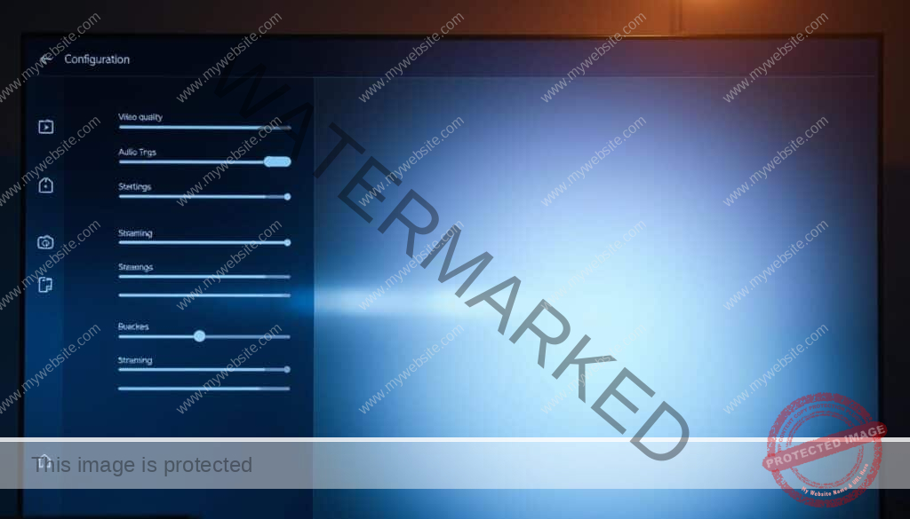 A modern, minimalist configuration screen with sleek, high-contrast UI elements. In the foreground, a series of toggles, sliders, and dropdown menus for adjusting video quality, audio settings, and streaming options. The middle ground features crisp, data-driven visualizations demonstrating the impact of configuration changes. In the background, a subtle, gradient-based pattern evokes a sense of depth and technological sophistication. Soft, directional lighting casts a warm glow across the display, creating a refined, premium aesthetic. The overall composition conveys a sense of control and customization, perfectly suited for enhancing a user's IPTV streaming experience.