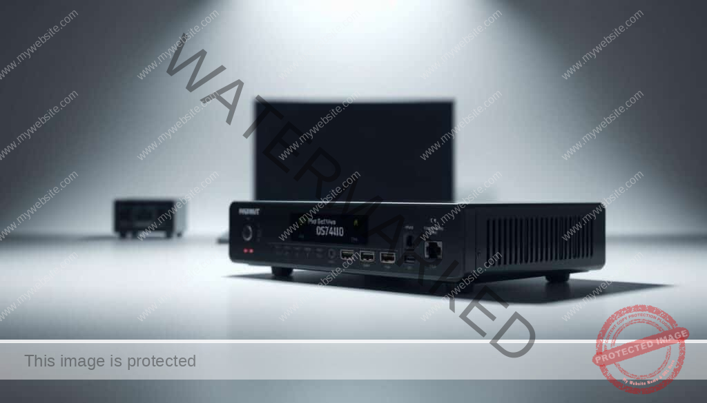 A sleek and modern external media player with a clean, minimalist design. The device is shown in a well-lit, studio-like setting, with soft, directional lighting highlighting its various features. In the foreground, the player's intuitive controls and touchscreen interface are prominently displayed, inviting interaction. The middle ground showcases the player's array of connectivity options, including HDMI, USB, and network ports, emphasizing its versatility. The background features a subtle, blurred gradient, creating a sense of depth and focus on the central device. The overall mood is one of professionalism, functionality, and technological sophistication, reflecting the needs of the "Leveraging External Tools and Customization Options" section.