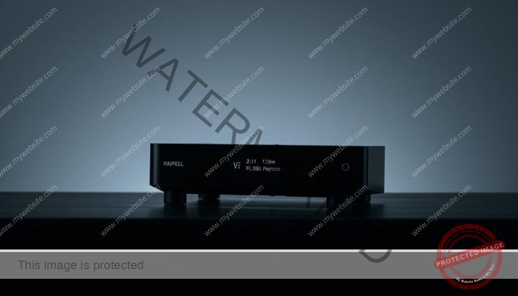 A sleek, minimalist set-top box resting on a dark, wooden surface, illuminated by soft, diffused lighting. The device's front panel features a crisp, digital display showcasing its key technical specifications, including the model number, processing power, storage capacity, and connectivity options. The background is a clean, neutral gray, allowing the set-top box to take center stage. The overall composition is balanced, with a slight tilt to the device, adding a touch of dynamism to the scene. The lighting is carefully crafted to create depth and dimension, highlighting the box's form and accentuating its technical details.