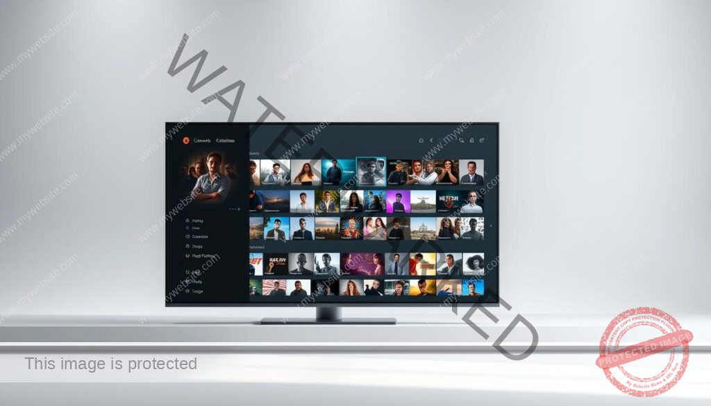 A sleek, modern user interface design showcasing a clean, minimalist aesthetic. The foreground features a large, high-resolution display with a seamless touch-based interaction, depicting intuitive navigation and content browsing. The middle ground showcases a diverse array of content thumbnails, neatly organized and highlighted, inviting the user to explore further. The background sets a calming, neutral tone with soft lighting and subtle gradients, creating a sense of focus and clarity. The overall composition conveys a refined, user-centric experience that is both visually appealing and functionally intuitive.