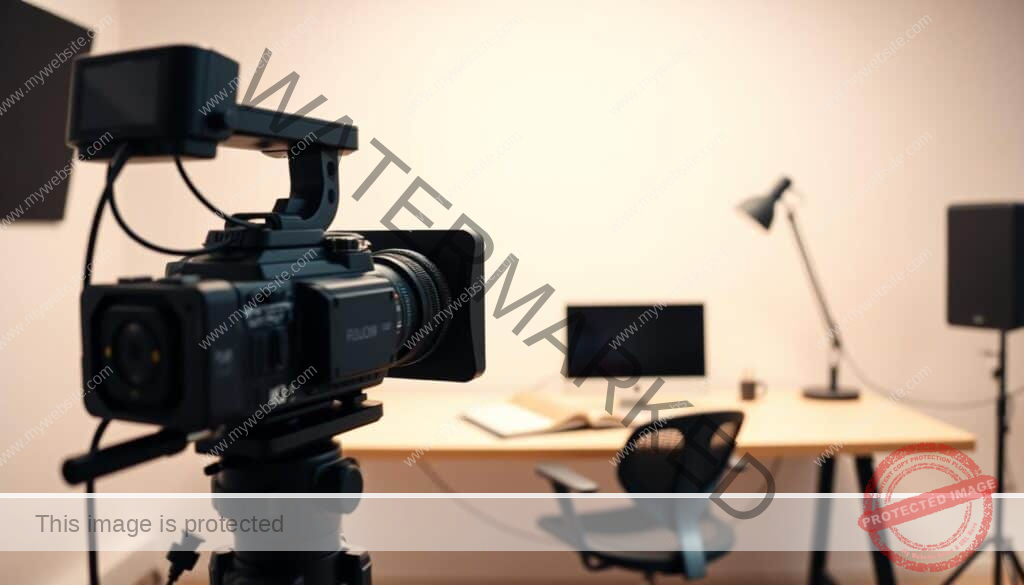 A well-lit, crisp studio setup with a professional-grade streaming camera, a high-quality microphone, and a clean, minimalist desk arrangement. The camera is positioned at a slight angle, capturing the desk and equipment in sharp focus. Soft, diffused lighting illuminates the scene, creating a warm, inviting atmosphere. The background is a plain, neutral color, allowing the equipment to stand out. The entire setup conveys a sense of efficiency and organization, reflecting the meticulous nature of the tutorial subject.