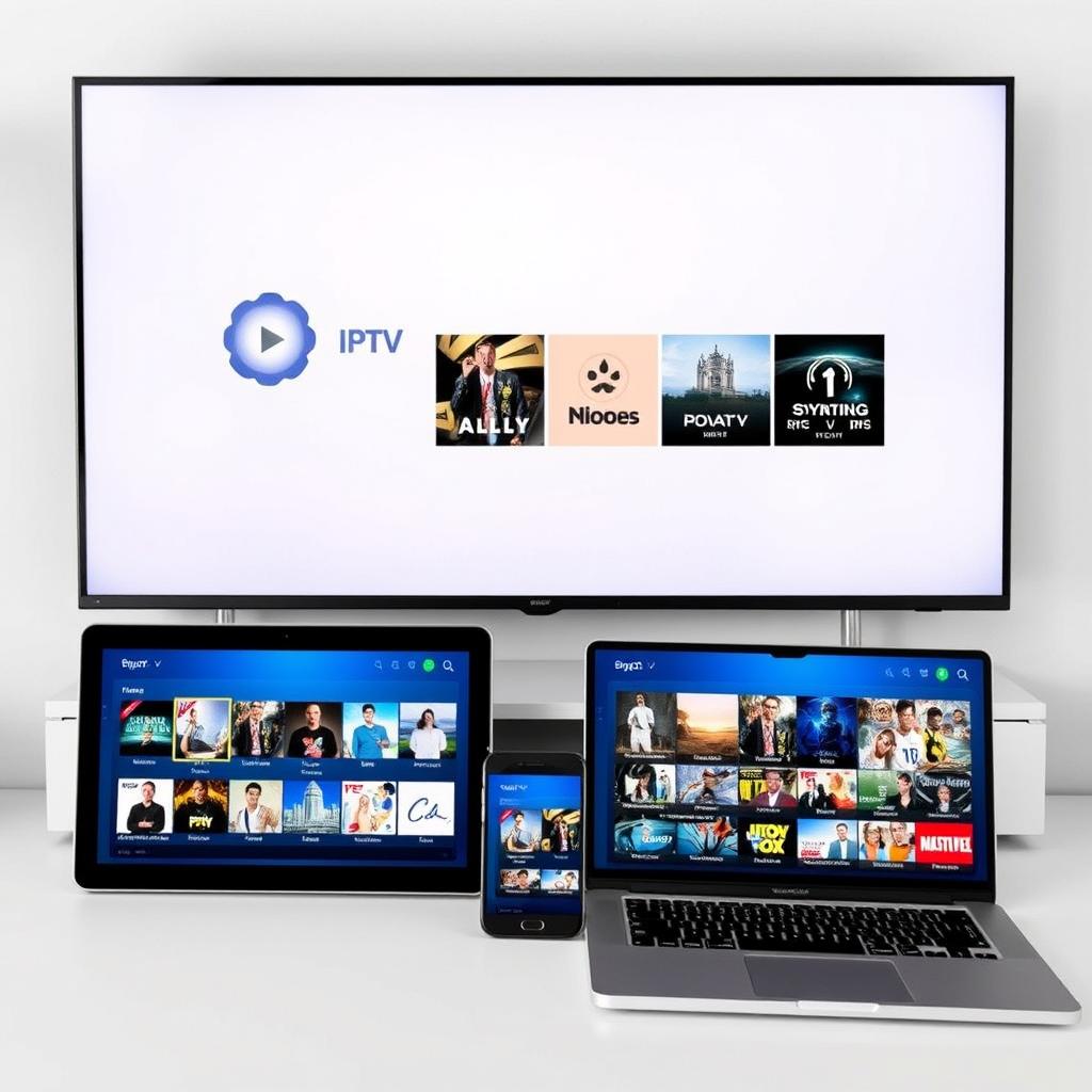 Multiple devices showing IPTV subscription content