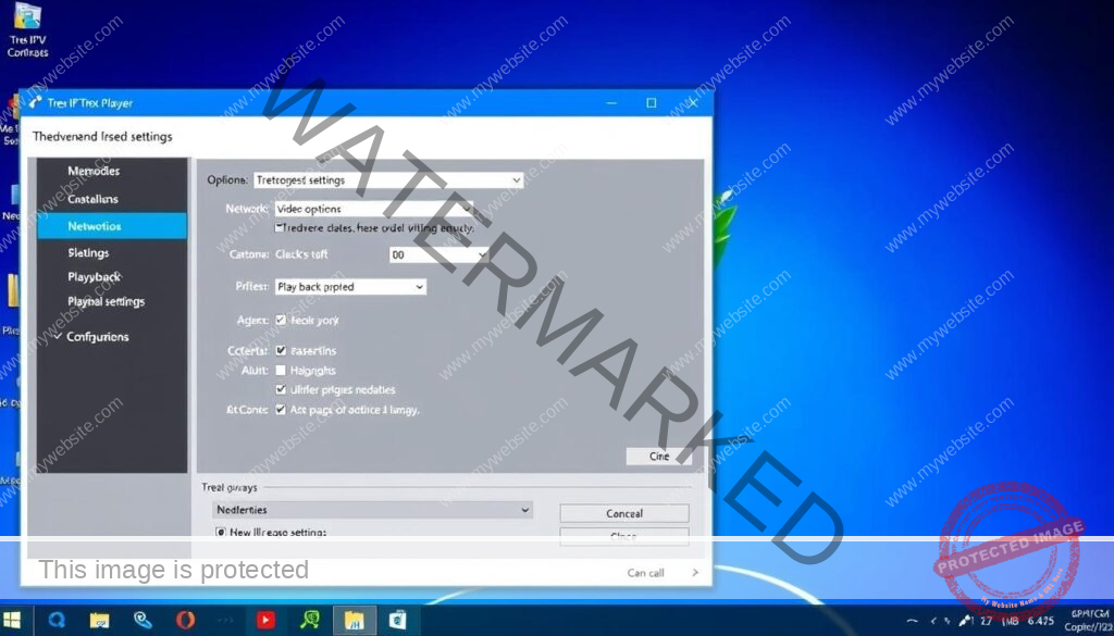Trex IPTV Windows Player showing advanced settings menu