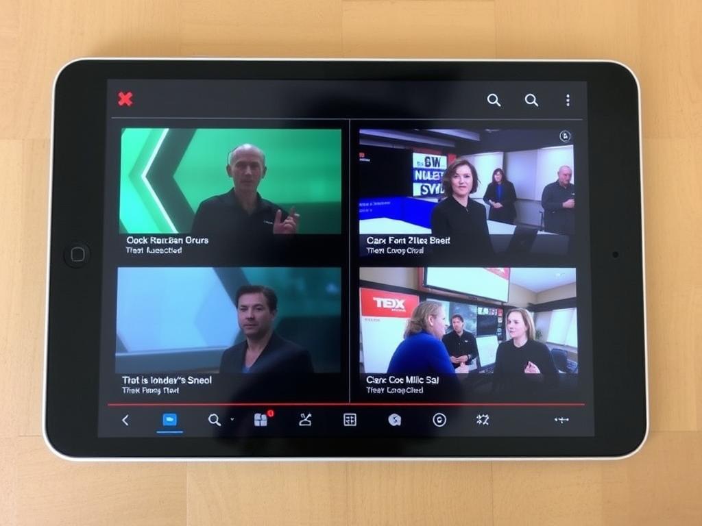 Trex IPTV app showing multi-screen view with multiple channels playing simultaneously