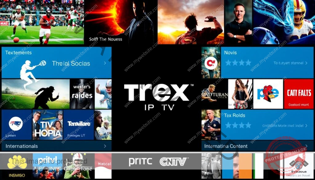 Trex IPTV content library showing diverse entertainment options