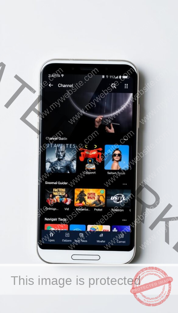 Trex IPTV mobile app interface showing channel guide and streaming options