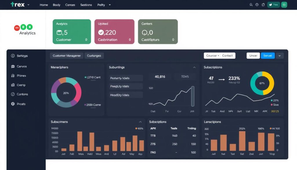 Trex IPTV reseller dashboard showing sales analytics and customer management